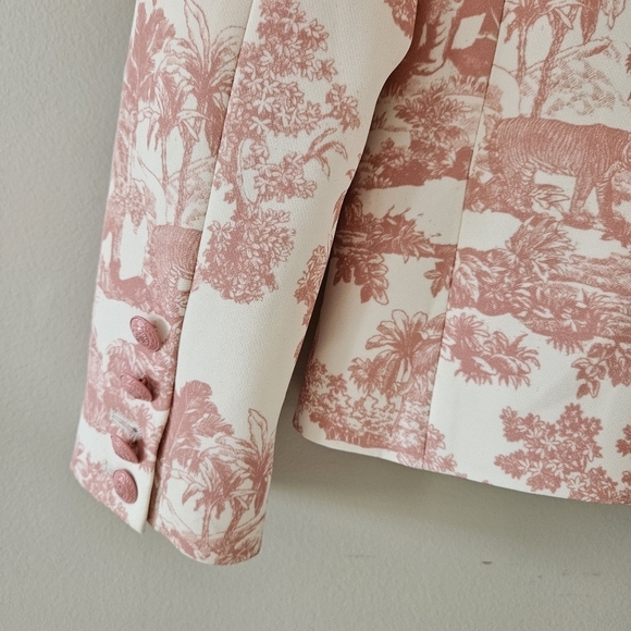L'Agence Rose Tan Tropical Toile Print Brooke Blazer - Picture 8 of 12